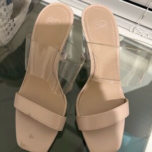 BP Women's Beige Sandals with Transparent Strap